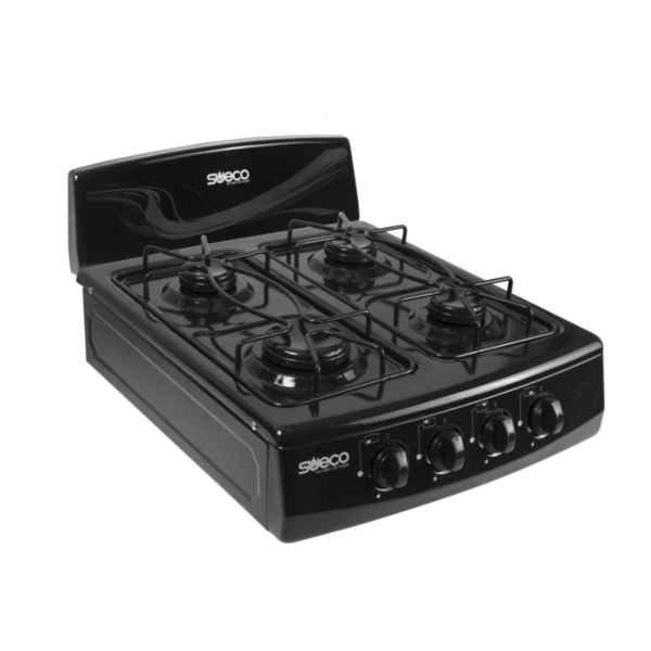 Estufa de Sobremesa Atlantis 4 ptos Gas Propano Esmaltada Negra
